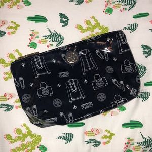 Tory Burch small navy cosmetic case